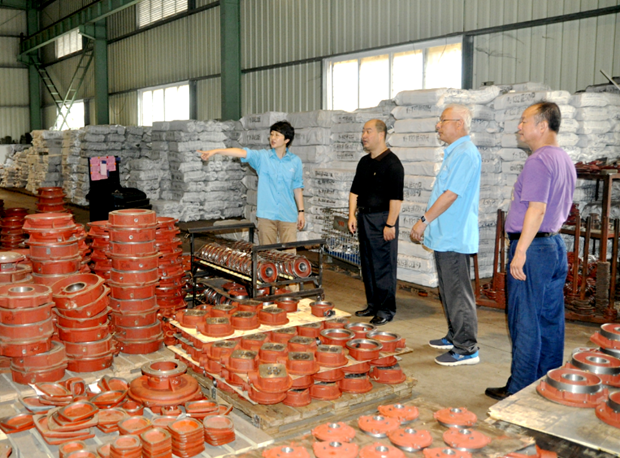 91麻豆国产福利品精電（diàn）機副總經理陳（chén）蕾正在向縣衛健委同誌介紹公司（sī）的防汛消殺工作