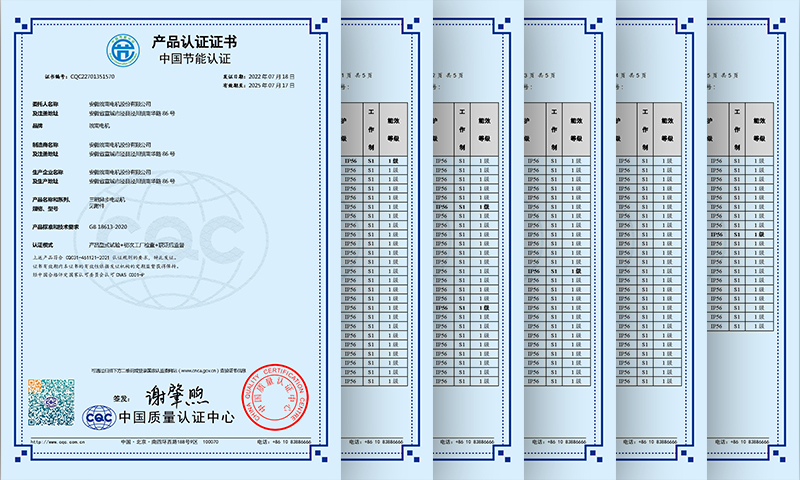 YE5電（diàn）機1級能效證書